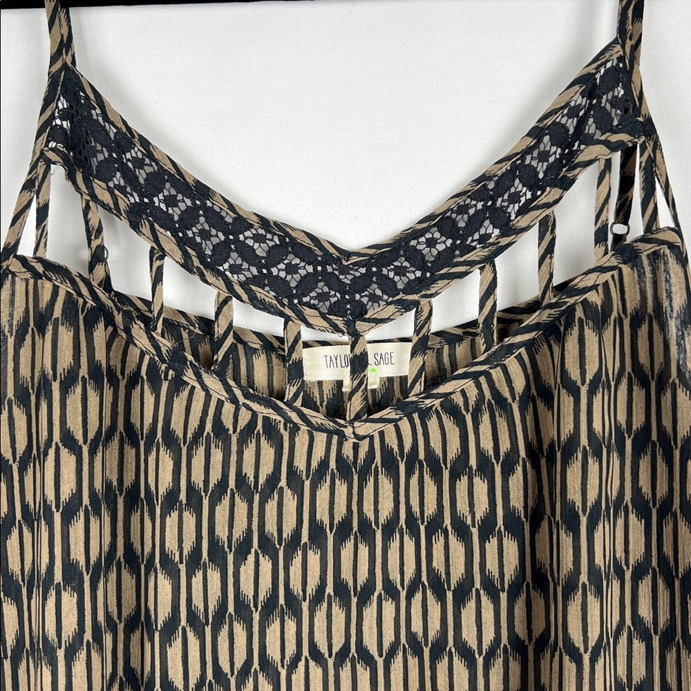 Taylor &‎ Sage Black and Tan-ish Brown Flowy Tank Top - Picture 4 of 8